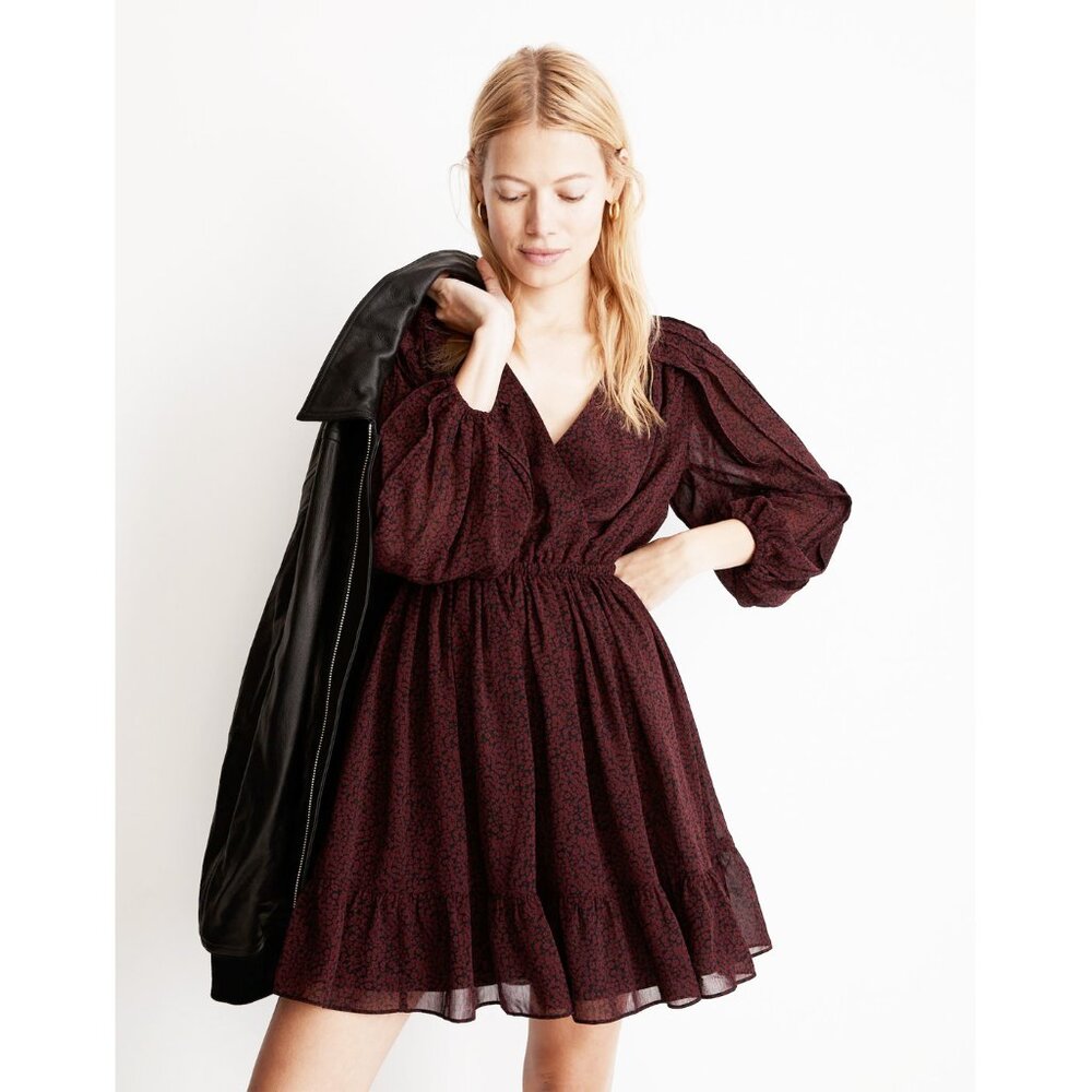 Madewell Mini Dress Re)sourced Georgette Faux Wrap